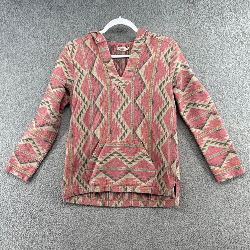 Faherty Baja Hoodie Womens XS Organic cotton Aztec Tribal  V-Neck Long Sleeve